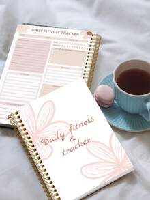 1pc A5 Minimalist Fitness Planner Notebook - Includes Weight Tracker, Gym Workout Log, Meal Tracker And Note-Taking, For Tracking Fitness Goals And Daily Motivation, Unisex, School/Office Supplies - Baby Pink - View 4