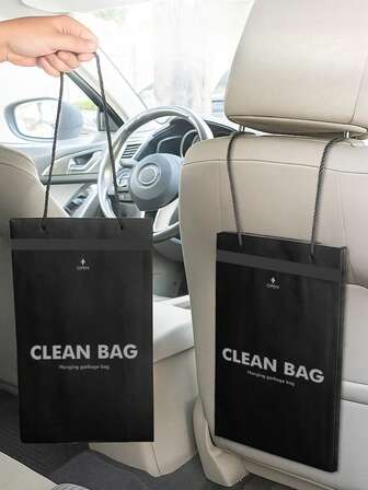 50/100pcs Thickened Car Garbage Bag, Hanging Type Car Interior Cleaning Bag, High-End Car Supplies Storage Bag