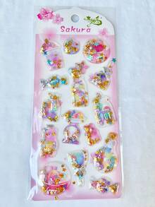 Shiny Cute Gold Sequin Stickers, Suitable For Phone Cases, Notebooks, Crafts, Scrapbooking, Diaries, 3D Stickers, Graffiti Stickers, Glitter Crystal Stickers, Fun Decorative DIY Stickers - Multicolor - View 9