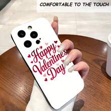 1PC Phone Case,  Happy Valentines Day Hearts Pattern , Stylish Phone Case, Phone Decoration, All-around Lens Protection, Creative Small Gift, Funny Gift for Boys and Girls - Negro - Ver 1