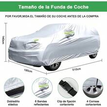 Funda de Coche Auto Universal 210T Impermeable, Cubierta de Automvil con Correa Sujecin Tira Banda Reflectante Antipolvo Anti - Lona Protector Carro Antiaraazos para Vehculo SUV Sedn 510cm - pago - Ver 7