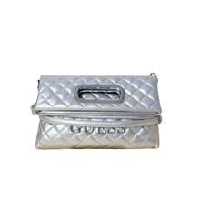 Niche Design Quilted Chain Bag, Silver Textured PU Leather Shoulder Bag, Versatile Women's Bag That Can Be Carried By Hand Or Worn Crossbody.