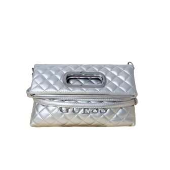 Niche Design Quilted Chain Bag, Silver Textured PU Leather Shoulder Bag, Versatile Women's Bag That Can Be Carried By Hand Or Worn Crossbody.