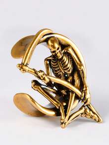 1件铜骷髅镰刀耳扩 U型骷髅耳塞扩耳器耳扩隧道穿刺饰品 8毫米-25毫米