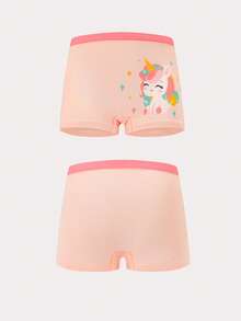 4pcs/Pack Girls' Soft & Comfortable Cute Pattern Briefs - Multicolor - View 2