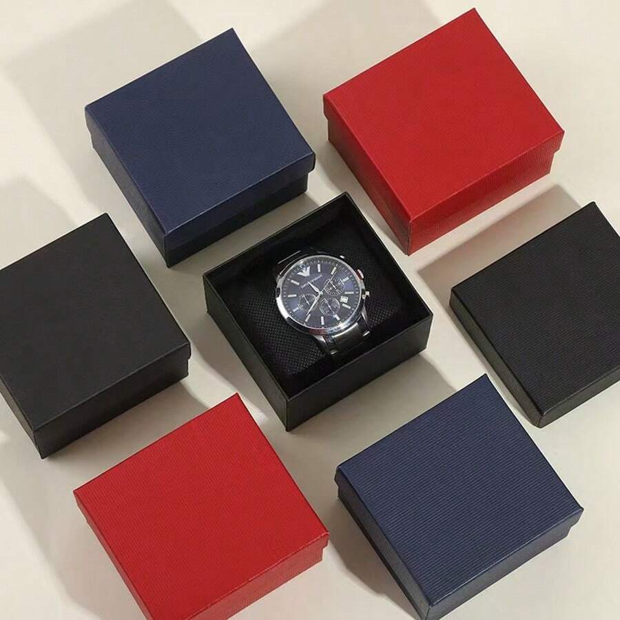 Elegant Jewelry Gift Box, Luxury Nylon Watch Box With Leather Lining, Rectangular Jewelry Display Case For Watches, Rings And Earrings - Unisex Sophisticated Storage Solution, Exquisite New Year And Valentine's Day Gift - Multicolor - View 1