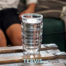 Tervis Made in USA Double Walled Clear & Colorful 24oz Lidded Insulated Tumbler Cup Keeps Drinks Cold & Hot, 24oz, Blue Lid(rojo (Red Lid) Ondulado de 10 onzas) - Multicolor - Ver 7