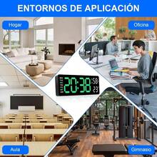 Reloj Digital de Pared Reloj Digital de 16 Pulgadas Despertador Inteligente Reloj Despertador Digital con Hora, Fecha, Temperatura, Despertador, Brillo Ajustabl - Negro - Ver 8