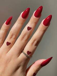 Waterproof, Sweat-Proof, And Washable. A Fashionable Red Heart-Shaped Temporary Tattoo Sticker For Hands, Suitable For All Users. - Red - View 3