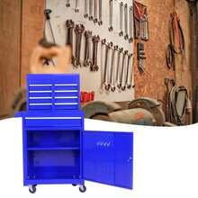 Coffre à outils à 5 tiroirs, avec roulettes et options de déplacement, couvercle amovible et étagères réglables, coffret à outils de garage (bleu) - Bleu azur - Voir 3