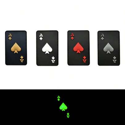1pc Black Spade A Pattern PVC Glow-In-The-Dark Patch Sticker, With Hook Backing, Suitable For Bag, Backpack, Vest And Clothing Decoration Embroidery Patch