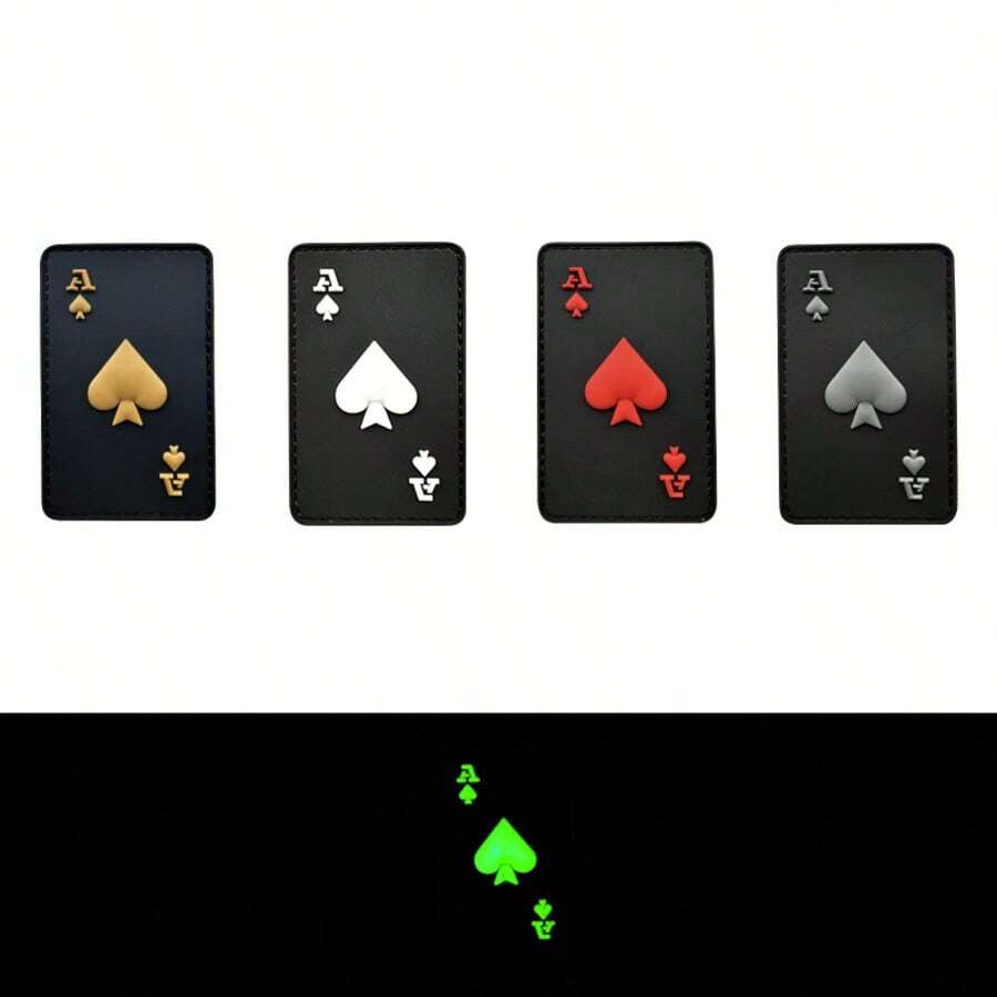 1pc Black Spade A Pattern PVC Glow-In-The-Dark Patch Sticker, With Hook Backing, Suitable For Bag, Backpack, Vest And Clothing Decoration Embroidery Patch