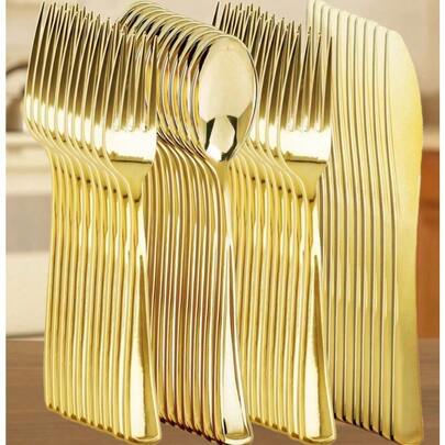 Gilded Cutlery Set: 30-Piece Metallic Finishes For Celebratory Dining
