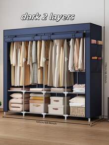 1pc Portable Wardrobe Cabinet, Economic Home Use Bedroom Storage Organizer, Sturdy Load-Bearing, Easy Assembly, Suitable For Bedroom, Rental, Dorm, Large Capacity - Multicolor - View 3
