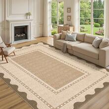 Kitchen Bordered Home Decor Geometry Area Rug Soft Low Pile Non Slip Carpet Stain Resistant Floorcover Washable Thin Non Shedding Entrance Runner Rug Modern Easy To Clean Printed Mat Throw Rug For Laundry Living Room Hallway Bathroom Bedroom Dinning Room - 亞麻布 - 查看 3