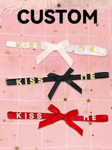 2PCS Women's Custom Sexy Simple Bow Thigh Garter Belt Customized With Your Name, Customized Personalized Unique Gift, Customized Letters, Customized Gothic Underwear Leg Adjustable Hip Girdle High Waist Stockings Belt Halloween