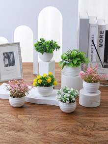 6 buc/set ghivece artificiale mini suculente, decorațiuni verzi, material PP, material PE, plante artificiale, decorațiuni pentru birou, personalizate din fabrică, decorațiuni pentru dormitor școlar, decorațiuni pentru petreceri în aer liber, evenimente, sărbători, petreceri de ziua de naștere - Verde - Vizualizare 6