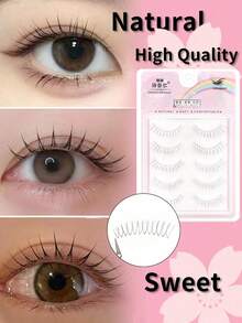 “热门”新手，5款巴黎日韩风女士可爱假睫毛，新款U型自然纤细假睫毛，适合初学者和日常使用，COSPLAY，动漫风格假睫毛。 - 細長睫毛 - 查看 2