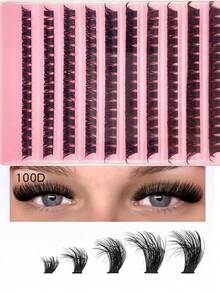 200簇60D/80D/100D浓密单根假睫毛，D卷度，DIY睫毛嫁接套装，8-16mm纤长纤细睫毛。家用自助嫁接套装，一体式单根假睫毛，自然蓬松，新手友好，易于佩戴！