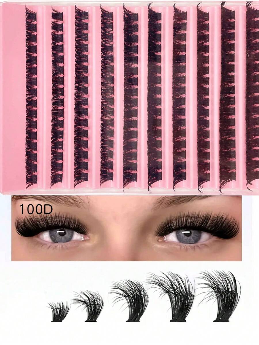 200簇60D/80D/100D浓密单根假睫毛，D卷度，DIY睫毛嫁接套装，8-16mm纤长纤细睫毛。家用自助嫁接套装，一体式单根假睫毛，自然蓬松，新手友好，易于佩戴！