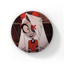 58mm Funny Pop Anime Hazbin Button Pin Creative Fun Cartoon Alastor Vox Husker Badge Brooch Bag Decor Fans Collect Gift - 58 mm - View 12