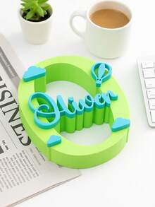 1 pezzo Targa decorativa personalizzata a forma di mongolfiera con lettera, decorazione personalizzata con iniziale del nome, motivo a nuvole, stampata in 3D, adatta per decorazione della cameretta del bambino e della stanza dei bambini, per neonati, compleanni, Natale e decorazioni natalizie per la casa, regalo personalizzato con lettera - Multicolore - Visualizzare 3