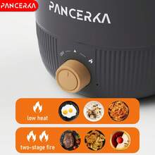 PANCERKA 1.0 L Mini Electric Cooking Pot, Multifunctional Electric Cooking Pot With Steamer, Non-Stick Layer Mechanical Knob Type, Household Electric Hot Pot, EU Plug
