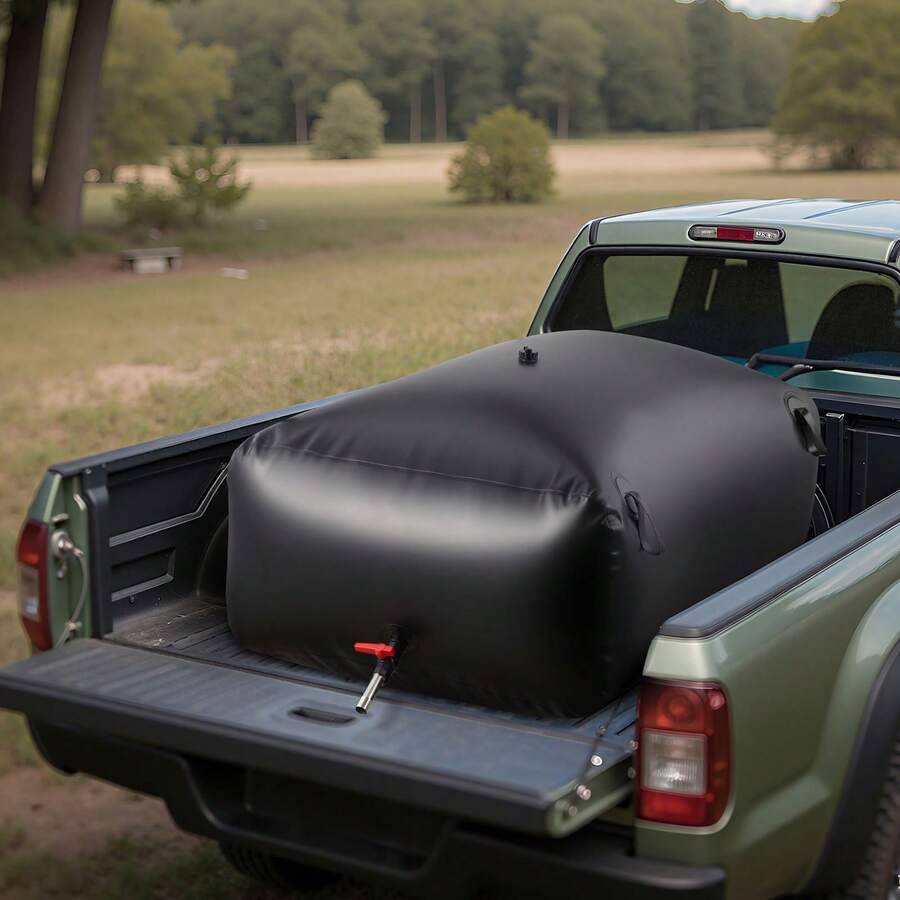 Water Storage Bladder 142.7 Gallon Large Capacity Water Bag, Portable & Collapsible Soft Waters Container, Leakproof & Tear-Resistant PVC Emergency Waters Storage Tank For RV Truck & Outdoor Use - Black 540L - View 1