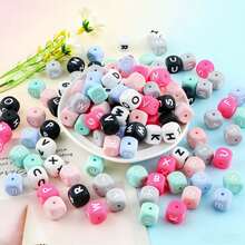 26pcs/Set, 12MM Silicone Letter Beads (Mixed Letters In White, Black, Green, Hot Pink, Etc.), Suitable For Making Handmade DIY Bracelets, Necklaces, Pens, Decorative Items, Handmade Crafts Accessories - Multicolor - View 1