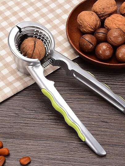 1pc/2pcs Multi-Function Nut Cracker - Durable Aluminum Nut Cracker, Ergonomic Handle Design, Easy To Crack Walnuts, Hazelnuts And Almonds - Baking And Snack Kitchen Tool (Green)
