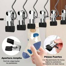 20 Pcs Pinzas para Ropa de Acero Inoxidable con Revestimiento de Goma, Ganchos para Pantalones con Clips Ahorran Espacio, Pinzas para Calcetines, Faldas, Sombreros, Pantalones de Yoga 20 - 20 - Ver 4