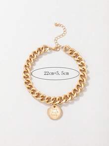 1 pieza Tobillera con colgante de disco de cadena gruesa minimalista, joyería versátil para mujeres, adecuada para uso diario, casual, fiesta, cita, regalo - 19762-G - Ver 5