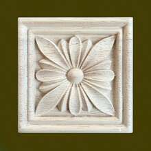 1pc Unfinished Wooden Carved Square Applique Home Decor, Exquisite European Style Relief Carving, 3.15inch, 3.937inch, 4.724inch, 5.905inch, Suitable For Entryway, Cabinet, Vanity, Doors, Furniture, Accent Wall, DIY Decoration - Multicolor - View 4