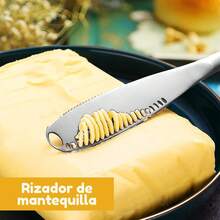 Cuchillo Esparcidor y Rizador de Mantequilla de Acero Inoxidable, Rallador Y Esparcidor de Mantequilla Multifunción con Borde Dentado Trio Espatula Palas de Cocina Delgadas - 1 - Ver 3