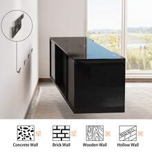 Floating Fireplace TV Stand, Wall Mounted Mirrored Entertainment Center With 40'' Electric Fireplace, Modern LED Lights Media Console For TVs Up To 90'', Stylish Floating TV Stand Furniture, All Black - màu đen - Xem 6