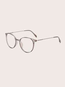 1 Pair Women's Transparent Gray PC Frame Metal Temple Legs Fashion Minimalist Clear Lens Glasses, Suitable For Daily Wear - Grey - View 3