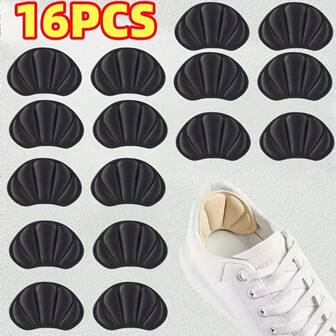 16pcs Self-Adhesive Heel Pads, Made Of Memory Foam, Thick, Non-Slip, Shock-Absorbing Insoles, Adjustable Size, Prevent Heel Rubbing, Suitable For Sports Shoes, High Heels, Casual Shoes, Canvas Shoes For Men And Women