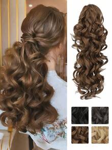 16Inch Ponytail Extension Layered Pony Tail Clip On Hair Extension Soft Wavy Claw Clip In Ponytail Extension, Natural Synthetic Hair Pieces For Women - Multicolor - View 1