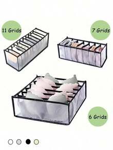 1pc/3pcs Foldable Wardrobe Storage Bag - Plaid Underwear Storage Bag - Multi-Size Nylon Drawer Divider, Suitable For Underwear, Socks And Ties, Minimalist And Fashionable - Black - View 8