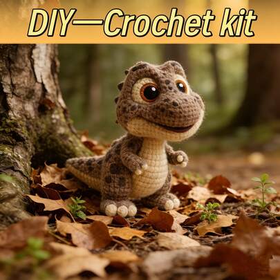 1 Set, Grey-Brown Spotted Dinosaur Crochet Kit, Beginner Adult Crochet Set, Requires Hand Crocheting, Not A Finished Product, Can Be Used As Indoor Decor And Ornament, Includes Paper-Based English Instruction Manual With Detailed Video Tutorials, Ideal For Beginners, Home Decor Or Gifts, Great For Thanksgiving/Graduation Creative Gifts, Thoughtful Gifts For Friends/Family/Loved Ones, Tabletop Crochet Decor