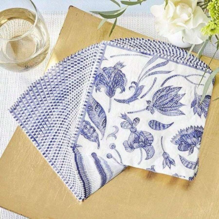 Kate Aspen - Servilletas de boda de sauce azul, servilletas decorativas gruesas, vajilla de almuerzo, perfectas para la recepción de bodas o despedida de soltera, 1 unidad (paquete de 30)(Servilletas de papel) - Multicolor - Ver 1