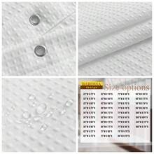 71Wx72L, White - Waffle Weave Fabric Shower Curtain 230 GSM Heavy Duty, Spa, Hotel Luxury, Repellent, White Pique Pattern, 180cmx 180cm Decorative Bathroom Curtain - Blanco puro + 26.7An x 31.5Al cm (1 Paneles) - Ver 1