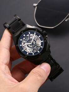 RONMAR 男士休闲镂空陀飞轮自动机械表，防水，夜光，适合商务、学生、时尚人士佩戴，不锈钢表壳，价格实惠