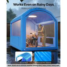 Cabina de pintura inflable , 3 x 2,5 x 2,5 m, con potente soplador de 550 W y sistema de filtro de aire, techo redondo, para pintar bicicletas, motocicletas y chapa metálica automotriz. - Impermeable - Ver 3