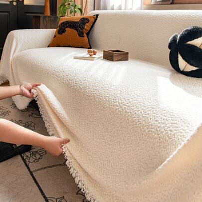 1pc Chenille Jacquard Sofa Cover, Sofa Throw, Sofa Protector, Style: Pet Protection, Anti-Slip, Dust-Proof Sofa Cover, Suitable For All Seasons, Fit For L-Shaped Sofa And 1/2/3/4 Seater Sofa (Sold Separately)