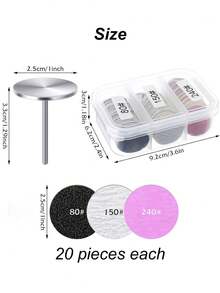 (#80#150#240Grit)60Pcs Sanding Paper With 1pc Metal Disc Nail Drill Bit 25mm Pedicure Disc Replacement Sanding Discs Bits For Nail Drill Foot Files Electric Remover Dead Manicure Tool Accessories - Multicolor - View 3
