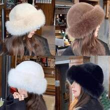 1pc Winter Chic Fluffy Beanie Hat Women - Soft, Plush, And Insulating With Ear - Lightweight, Stretchy, And Breathable Polyester Fabric - Washable And Easy Care - Multicolor - View 1