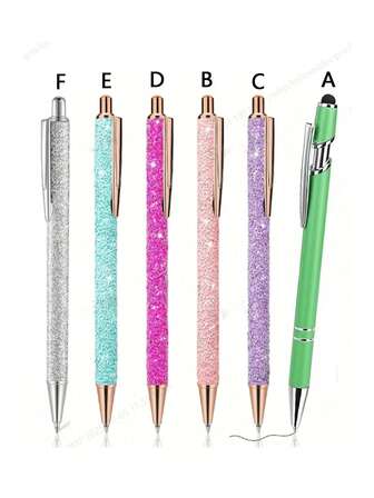 1pc Bling Sparkly Metal Pens, Retractable Ballpoint Pens Cute Glitter 1.0mm Black Ink Fine Point Gift Pens Writing Journaling Pens