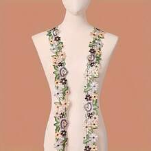 1/5 Yard Lace, Floral Embroidered Lace Trim Width 6cm, Mixed Color Polyester Fabric, DIY Clothing Decoration For Cuffs, Hems And Accessories, Handmade Craft Decoration For Dresses, Coats, Hats, Suitable For Sewing Lace, Dress Decoration, Hat Decoration, Fine Workmanship, Exquisite Embroidery, Suitable For Sewing Projects, Decorative Patches, High Quality Sewing, Ideal For Sewing Enthusiasts And Party Decorations - Multicolor - View 4