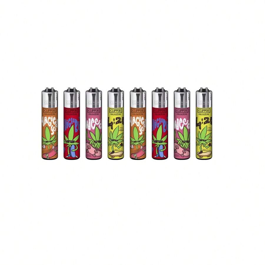 Kit 8 Encendedores Clipper Reusable Mini Colores Surtidos - Multicolor - Ver 1